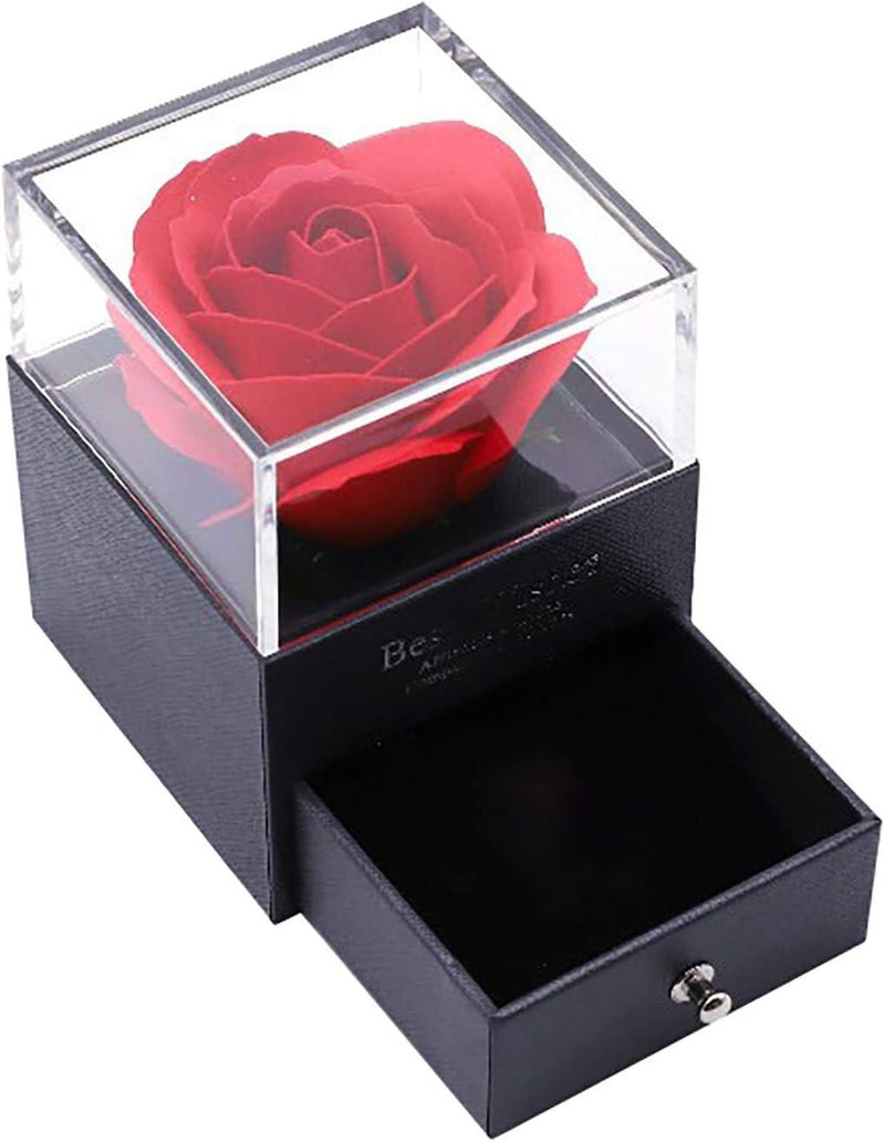 Rosa eterna con collar – flor preservada en cúpula de cristal + obsequio